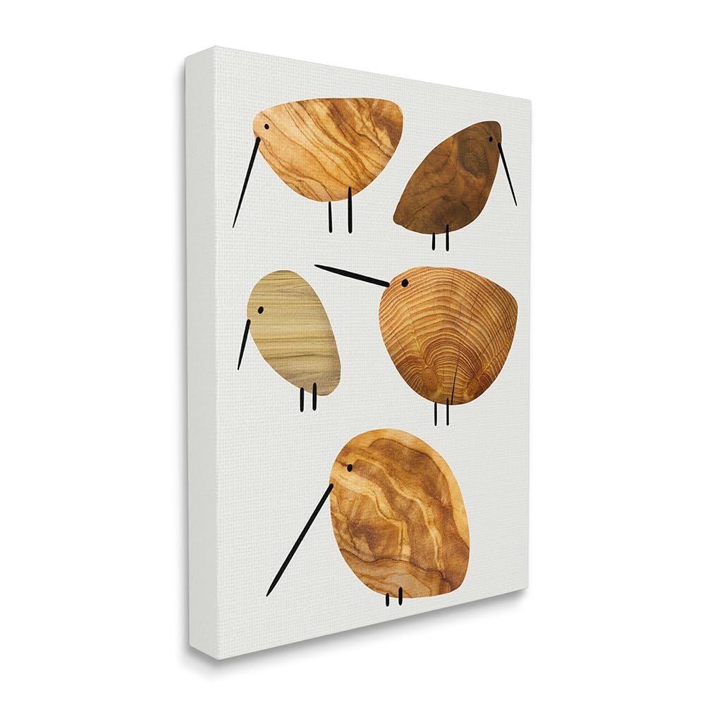 Stupell Industries Cute Tree Patterned Birds Abstract Rustic Animal, Design by Daphne Polselli Canvas Wall Art, 24 x 30, Brown