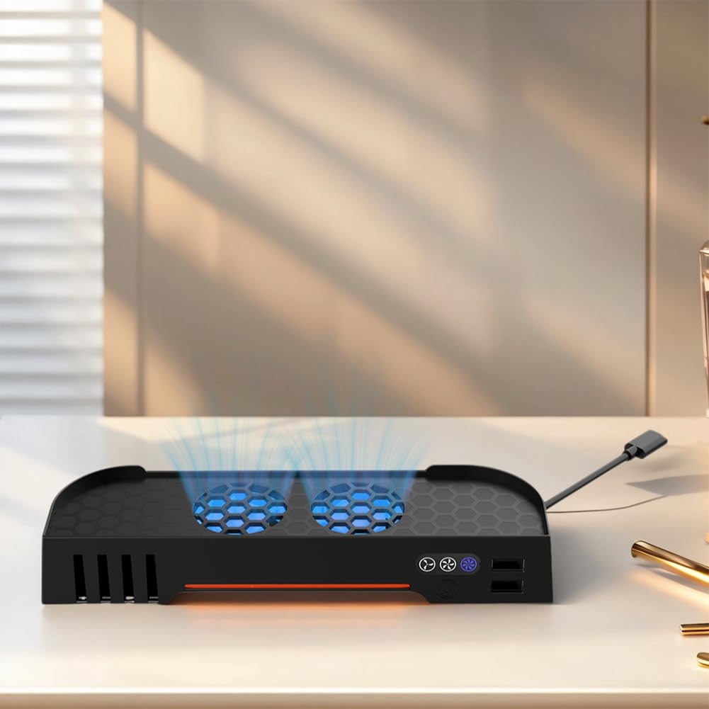 Soporte de refrigeración portátil para Switch2 con ventiladores RGB y almacenamiento para tarjetas de juego