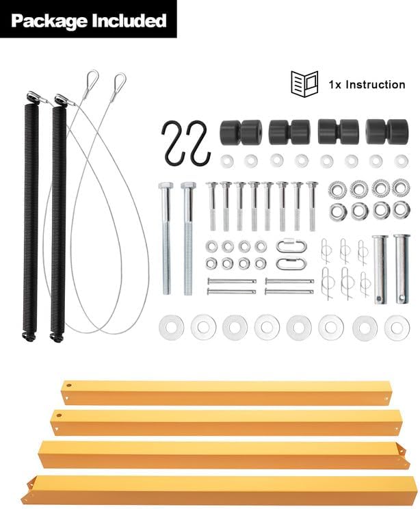 Miniatura 7 de Trailer Tailgate Lift Assist Kit with 2 Sides (Yellow), Compatible with Open Utility Trailer Tailgate and Ramp, with 12 to 24 Inch Heights Side Rail