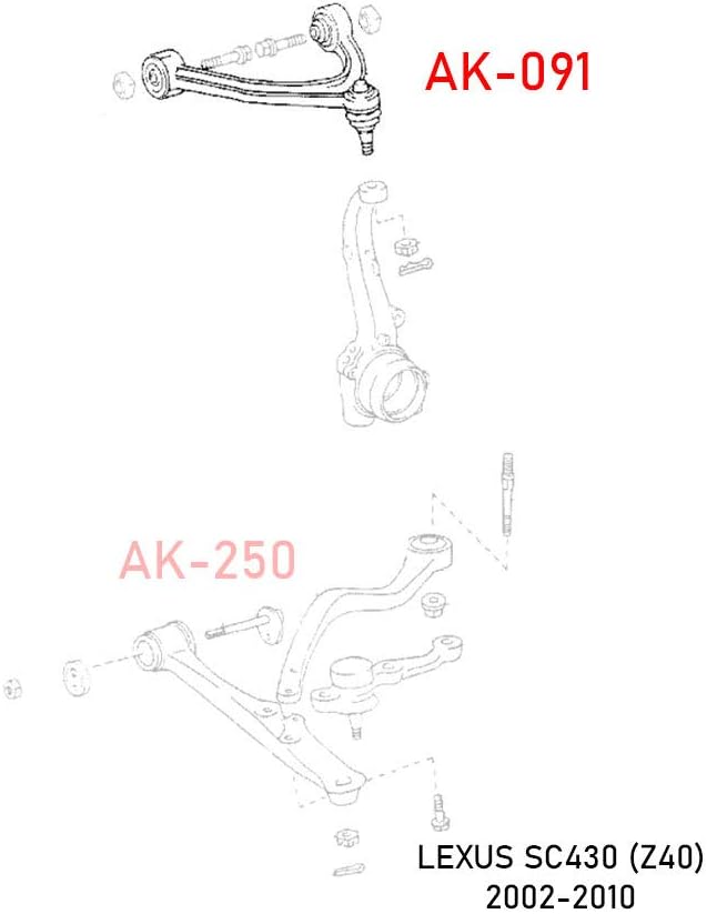 Godspeed AK-091-C Adjustable Front Upper Camber Arms With Ball Joints, Set of 2, Compatible With Lexus SC430(Z40) 2002-10