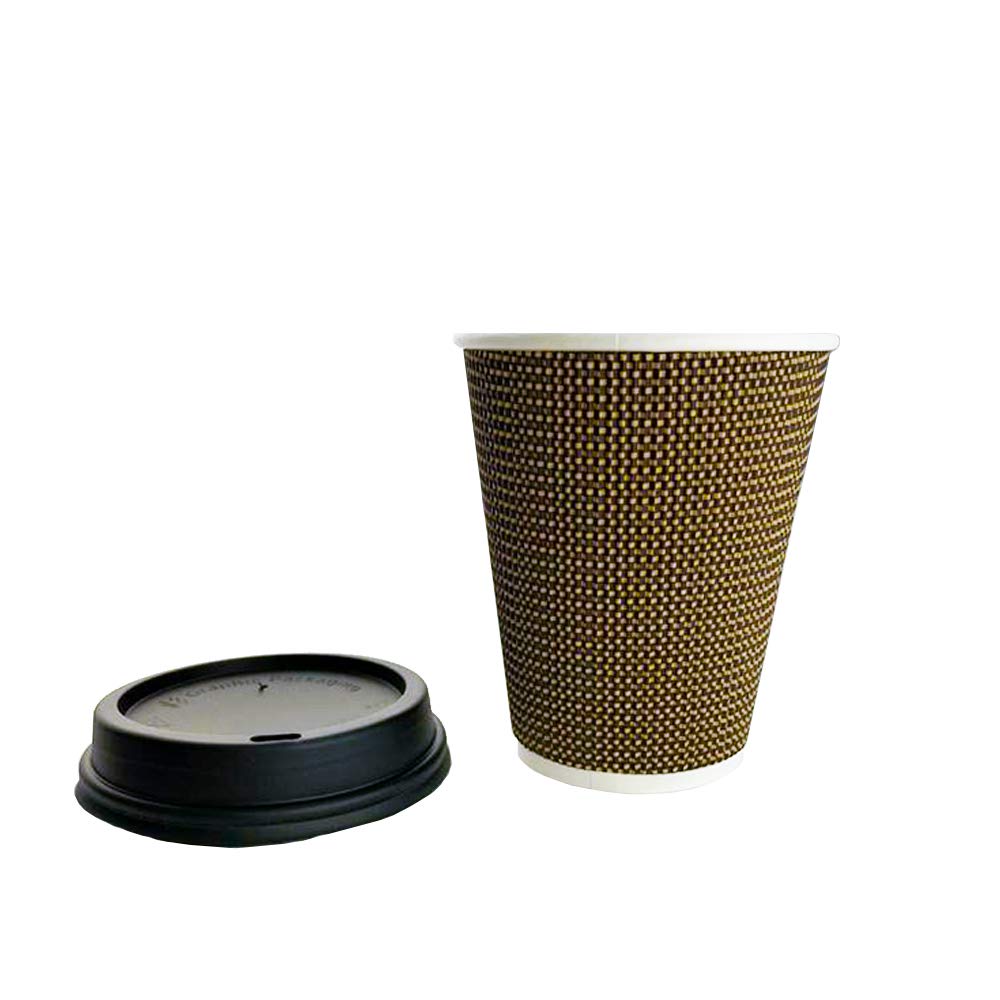 Signature Ripple Hot Cups 12 oz Disposable Coffee Cups for Takeaway