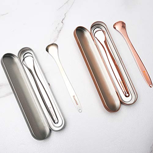 Tongue Scraper Cleaner - OAPRIRE 4 Pack Stainless Steel Tongue Scraper with 2 Travel Handy Case for Healthy Oral Care and Adults Kids, Easy to Use, Help Fight Bad Breath - Rose Gold & Silver