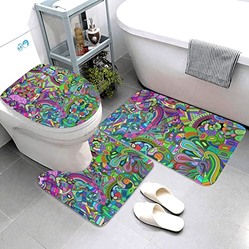 Graffiti Print Rug Mats Pads Badvorleger Badteppich Set 3-teilig + Konturteppich + Toilettendeckelbezug – Bild 4