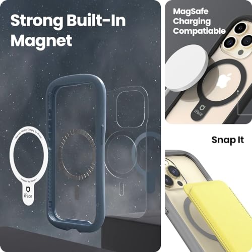 Coque iPhone 15 Pro compatible MagSafe antichoc transparente noire iFace - 4