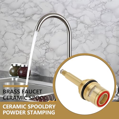 LT Easiyl BSP 3/4 Zoll Rotmessing-Wasserhahn-Ventilkartusche für Dusche Und Badewanne Vierteldrehung 20 Zähne Keramik-Wasserhahnkartusche für Küchen Waschräume (Öffnen Im Uhrzeigersinn)