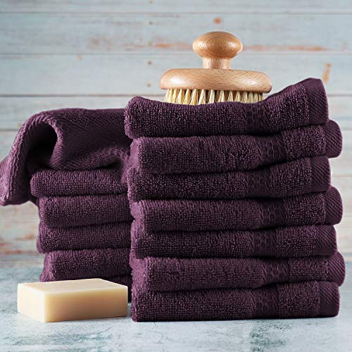 Image of Hearth & Harbor Washcloths 12 Pack - 100% Cotton Washcloth for Body and face, High Absorbent and Soft 13 inchx13 inch Body Wash Cloth, Quick Dry - Purple Washcloths