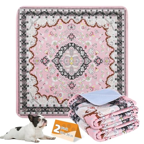 Image of KOOLTAIL Washable Pee Pads for Dogs, 2 Pack Super Absorbent Reusable Puppy Training Pads Waterproof, Nonslip and Leak-Proof Dog Pee Pads, Large Pet Mats Whelping Pads for Floor, Crate, Couch, 36 inchx36 inch