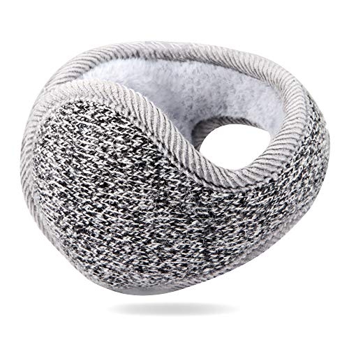 Foldable Ear Warmers for Men Women Z-Dear Black Polar Knit Winter Earmuffs, Behind the Head Winter Ear Warmers