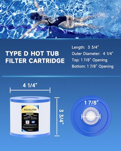 Miniatura 3 de Aqualtra Tipo D Cartucho Piscina Compatible Con Tipo D, P57100102, P57000104, 95mm X 108mm Filtros De Piscina Sobre El Suelo 6 Piezas