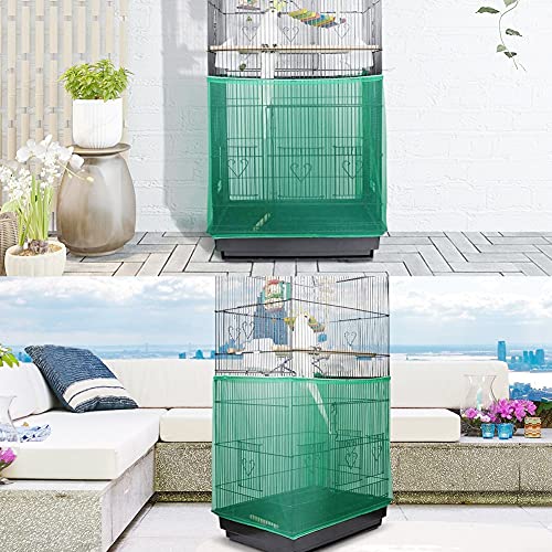 Geluode Vogelkooi Cover, Vogelkooi Zaadvanger, Universele Vogelkooi Rok, 2 Pack Verstelbaar Nylon Mesh Net voor Papegaai… - Afbeelding 7