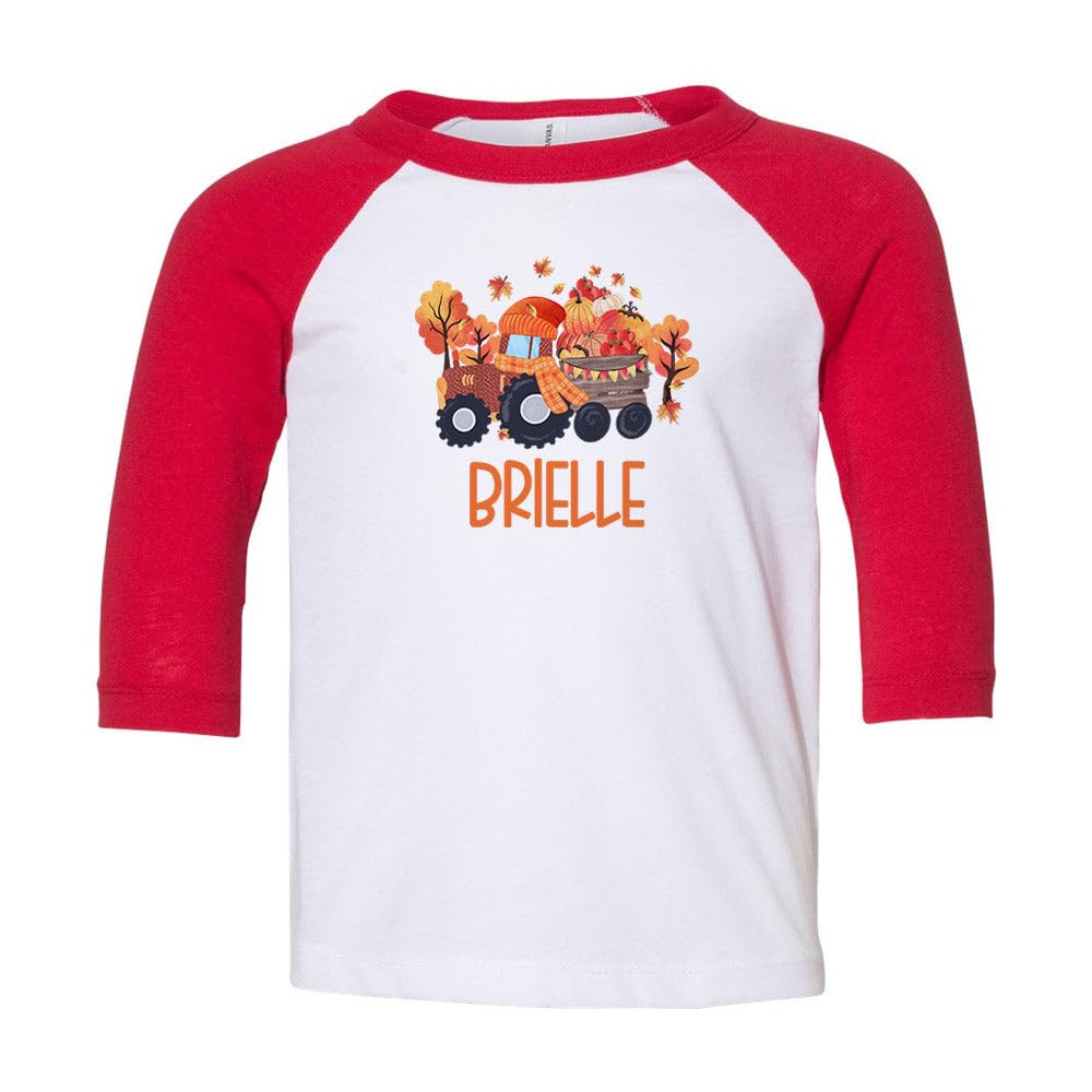 TATY KidsFall Tractor Brielle Kids Three-Quarter Raglan Sleeve Baseball Shirt Toddler