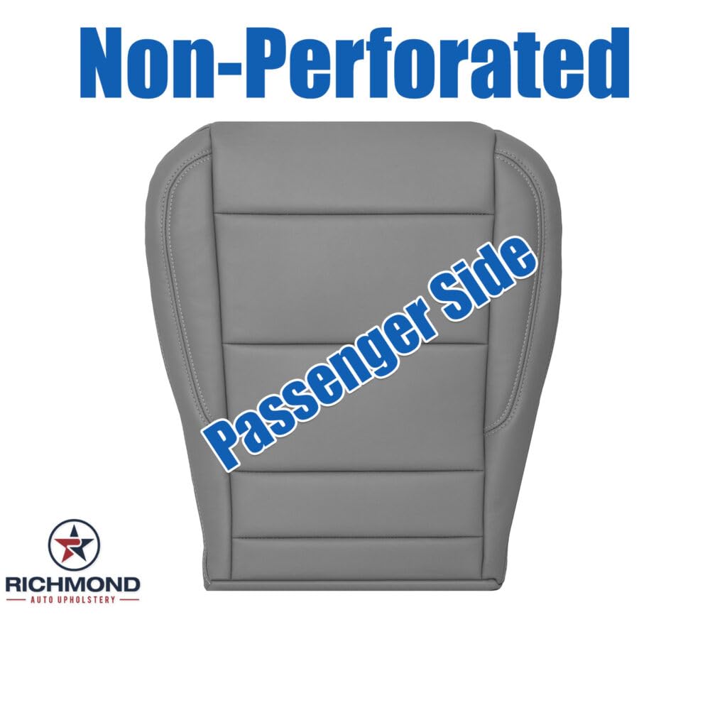 Richmond Auto Upholstery - Passenger Side Bottom Replacement Genuine Leather Seat Cover, Gray Non-Perforated (Compatible with 2022-2025 GMC Sierra 1500 SLT Truck)