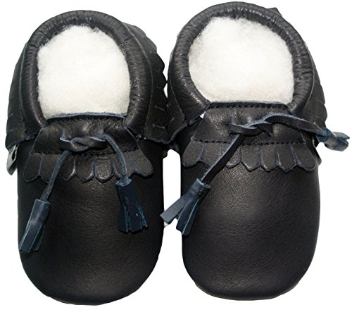 Leather and Corduroy Baby Soft Sole Shoes Boy Girl Infant Child Kid Toddler First Walk Gift Moccasin lace Navy (18-24month, Navy)