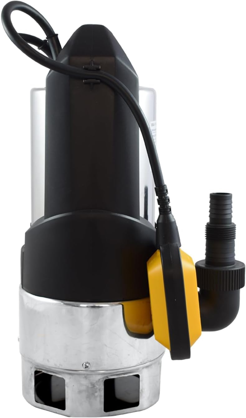 ESPA LEADER Bomba de Achique Sumergible BISA V 1100S M para Drenaje de Aguas Sucias y Fosas Sépticas, Caudal Máximo 18.000 l/h, Altura Máx. 8m, Acero Inox, con Interruptor de Nivel y 10m de Cable