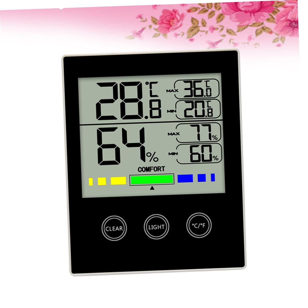 Termometro Igrometro Digitale Touch con Display Retroilluminato Nero | Abs Portatile, Registra Valori Massimi e Minimi di Temperatura e Umidità, Uso in Soggiorno Domestico
