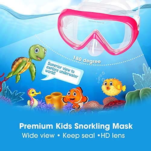 Image of Kids Snorkel Swim Mask, Child Diving Mask Anti-Fog Swim Goggles with Nose Cover for Snorkeling Diving Swimming