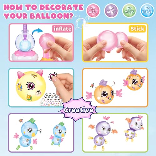 nicknack 170pcs DIY Balloons Accessories Kit for Kids,DIY Sticky Balloon Maker Toy Craft Kits for Kids,36pcs Magic Bouncy Balloon Refill Kit with Stickers Accessories,Toy Gift for Boys Girls Ages 3-12