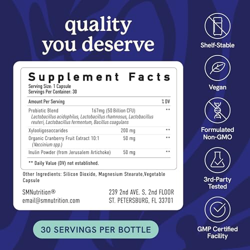 Vaginal Probiotics | 50 Billion CFU for Vaginal Health & pH Balance for Women | Healthy Odor & Yeast Balance | Womens Probiotics and Prebiotics with Cranberry Extract | Shelf Stable, Vegan | 30 Ct - Thumbnail 6