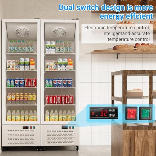 Image of Commercial Refrigerators, Beverage Fridge with Glass Door, Double Front Panel Design, Mobile Display Merchandiser