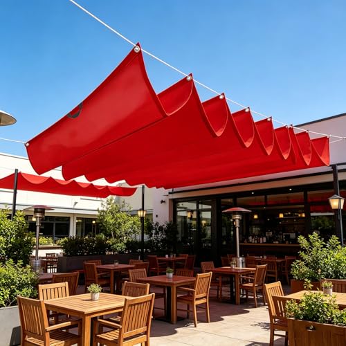 Voile ombrage vague imperméable et indéchirable rouge avec œillets 3.6m