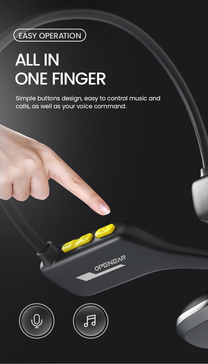 Open Ear Bone X2 Słuchawki sportowe z wbudowana mikrofonem, bezprzewodowe, normy CE, Bluetooth 5.4, wodoszczelność IP68, zintegrowana pamięć 8 GB, całkowicie wodoodporne do pływania