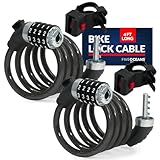 Five Oceans Bike Lock Cable, 2-Pack Combination Anti Theft Bike Locks Heavy Duty, Security Resettable Bicycle Lock with Mounting Bracket, 4 Feet Long for Bike, Motorcycle, Bicycle, Door - FO3957-M2