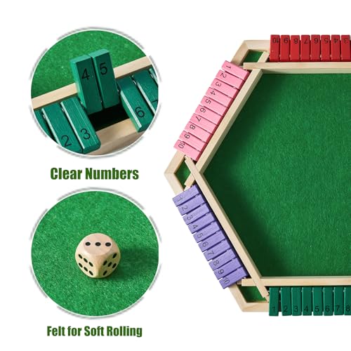 Juego Shut The Box para 6 jugadores con dados coloridos miniatura 2
