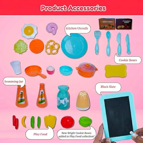 Image of Premium Big Kitchen Set for Girls Ages 2 to 10 | KIitchen Toys Set with Steam, Light, Sound, and Sink | Fun Pretend Play Toys for Toddlers to Explore Cooking and Real Kitchen Play Safely