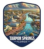 Tarpon Springs Florida Vintage Shield Badge Souvenir - 3-Inch Vinyl Magnet