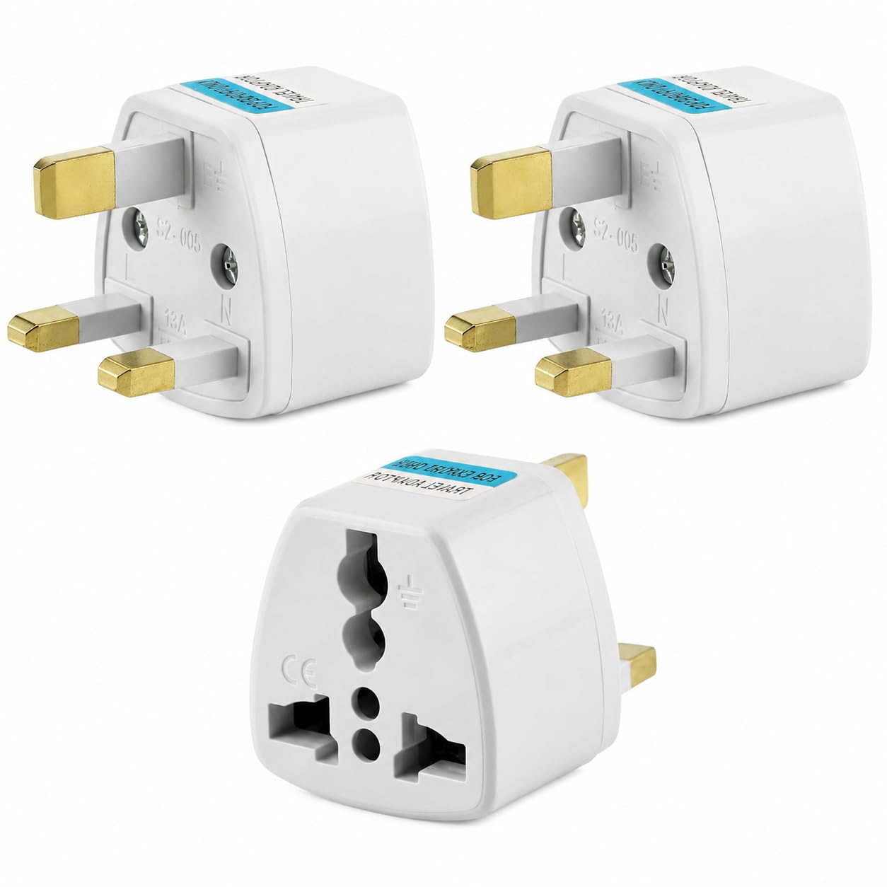 KAVANA Type-G Plug Adapter UK Converter for Indian Plugs - (3pcs) India to UK Plug Adaptor for Hong Kong, UAE, Dubai, Singapore England Universal Travel Adapter Power Plug (Pack of 3)-image-28
