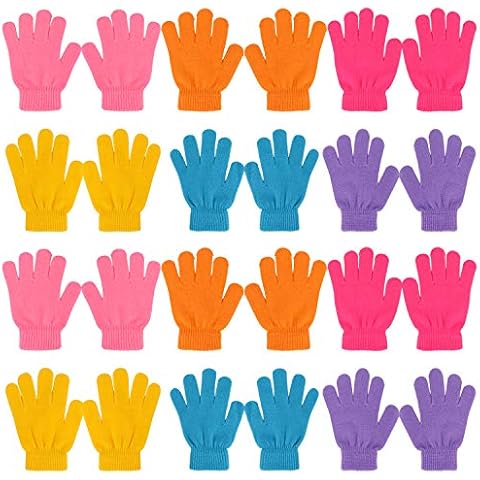 QKURT 12 Paare von Kinderhandschuhe, Magische Stretch Handschuhe Voller Finger Kinder Handschuhe für 3~6 Jahre alte Kinder Mädchen Jungen Cover