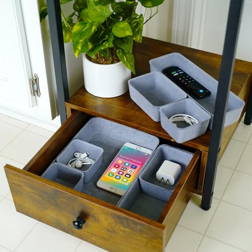 Image of Welaxy Minimalist 8pc Felt Desk Drawer Organizer Glacier Gray Bins