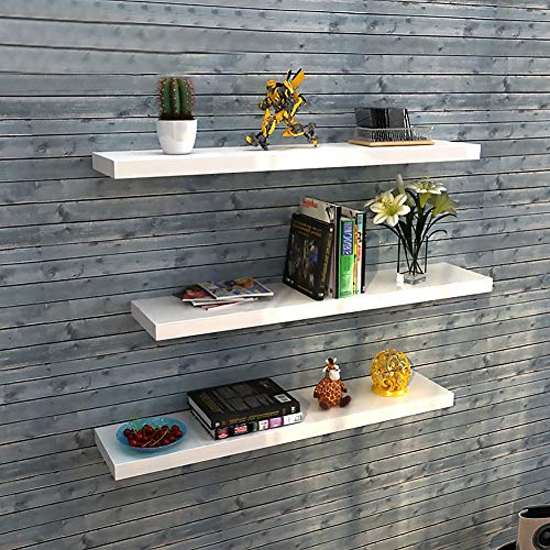 Estantes flotantes de pared aimu, estante flotante vintage, hermoso estante de madera para decoración de pared, incluye todos los accesorios de montaje, color blanco
