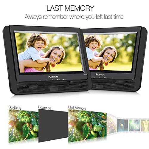 NAVISKAUTO 9.5" Portable DVD Player for Car, Dual Screen DVD Player with 5 Hour Rechargeable Battery, Last Memory and USB/SD Card Slot (Host DVD Player+ Slave Monitor) - Thumbnail 5