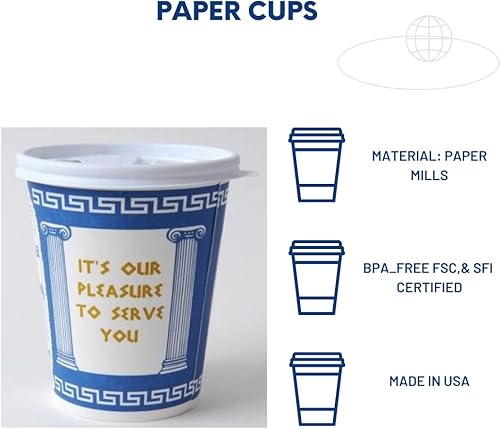 Paquete de 50 Vasos de café de papel New York de 10 onzas, taza de café de papel desechable con tapas, bebidas calientesfrías