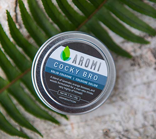 Aromi Solid Cologne | Vegan And Cruelty-Free Men's Fragrance; Men's Stocking Stuffer, Manly Smell, Travel Sized Cologne, Funny Men's Gift. 1 Oz, (Cocky Bro) #TOP2