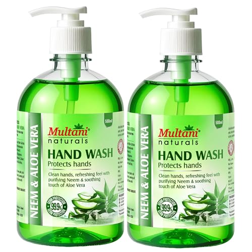 Image of Multani Natural Neem & Aloe Vera Hand Wash - 500 ml (Pack of 2) | Gentle Hand Cleanser With Natural Ingredients | Moisturizing Hand Wash | 99.9% Germ Protection Liquid Hand Wash