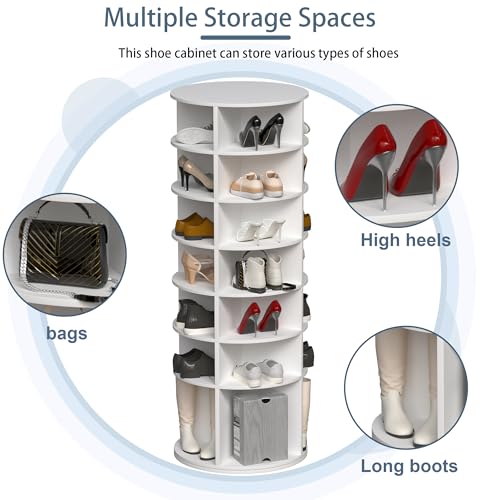 Image of Multi Layer Cylindrical Rotating Shoe Rack Tower,Free Standing 360 Spinning Storage Organizer,Can Store Approximately 30 Pairs of Shoes,Space-Saving Design (7-Tier-1)