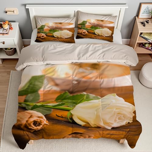 Parure de lit rose jaune ensemble de literie 3 pièces housse 200x200 - 4