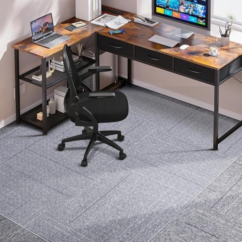 Clear Chair Mat for Carpet, QQpony 46' x 60' Office Chair Mat for Carpeted Floors, Heavy Duty Rolling Floor Protector Computer Desk Mat with Grips, Vinyl Floor Mat for Home Office (Clear)