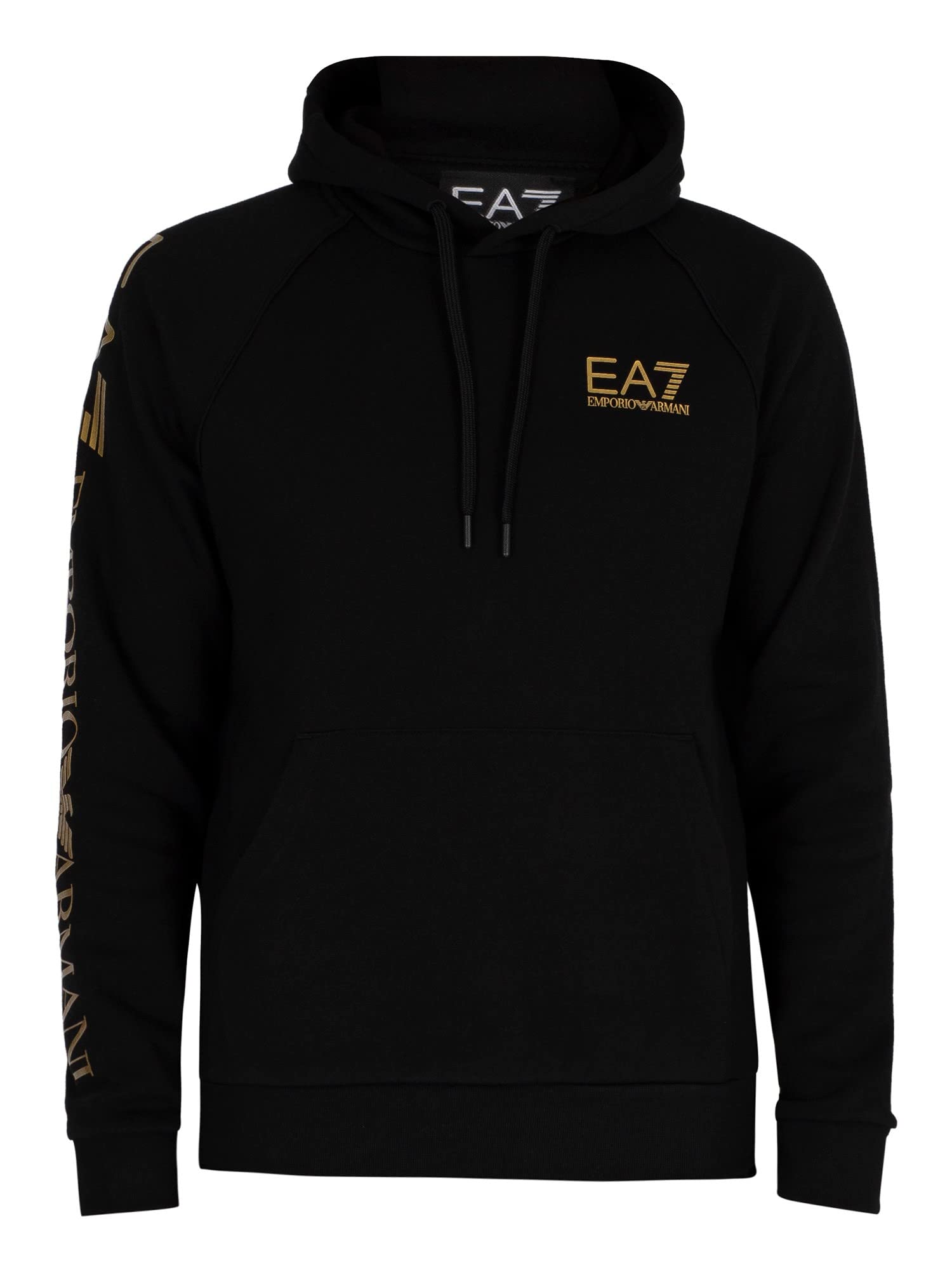 Emporio Armani EA7 de los Hombres Sudadera con Capucha con Logo en el Pecho, Negro