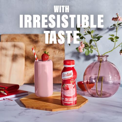 SlimFast Ready To Drink Shake, Meal Replacement Shakes for Weight Loss and Balanced Diet, High Protein, Vitamins, Minerals, No Added Sugar, Strawberry Flavour, 6 x 325 ml, Packaging May Vary - Image 6