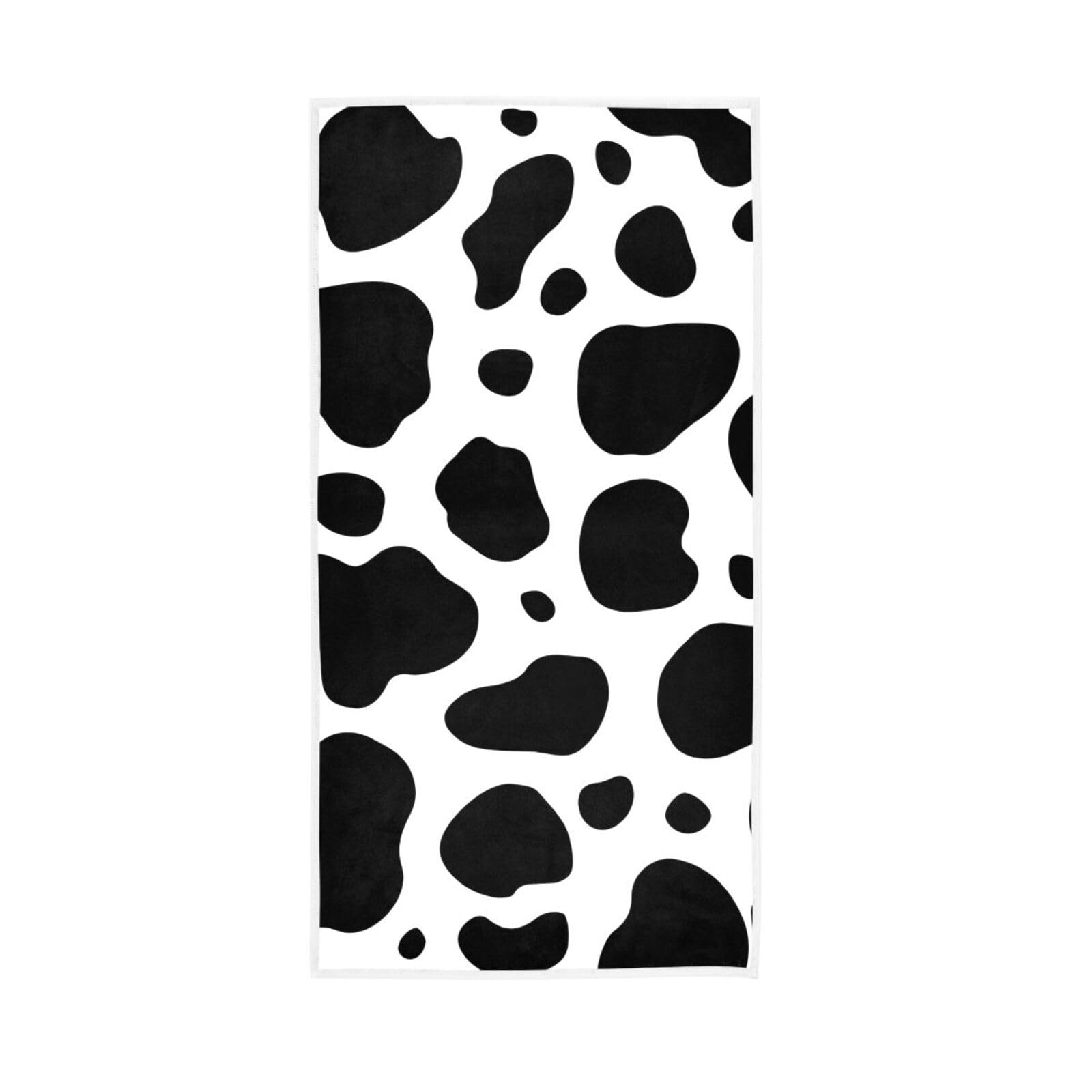 HUYGD Cow Skin Bathroom Hand Towels, 15 x 30 Inches Kitchen Hand Towel Absorbent Printed Hand Towels, Hand Towels Bathroom
