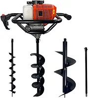 Perfurador de Solo a Gasolina 52cc 2,5HP com Brocas 80x10 + 80x15 + 80x30+ Extensão 60cm Carbon Fak
