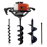 Perfurador de Solo a Gasolina 52cc 2,5HP com Brocas 80x10 + 80x15 + 80x30+ Extensão 60cm Carbon Fak