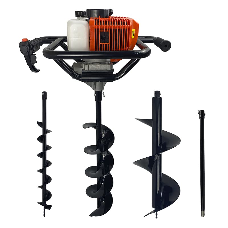 Perfurador de Solo a Gasolina 52cc 2,5HP com Brocas 80x10 + 80x15 + 80x30+ Extensão 60cm Carbon Fak