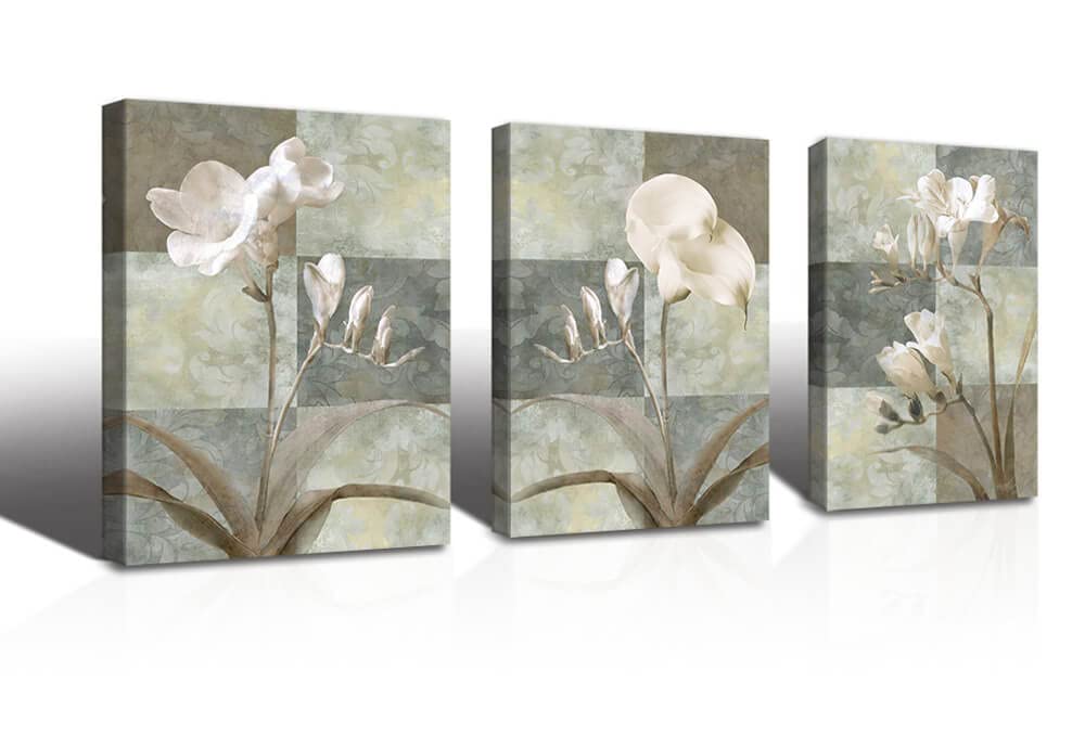Canvas Wall Art Contemporary Simple Life White Flower Painting Wall Art Decoration -3 Panel Framework Canvas Printing Arts Home Decoration Office Decoration Gift Poster Living Room Bathroom Decoration