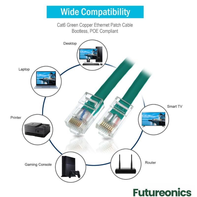 Cable Ethernet Cat 6 Patch Cord Verde 175 FT miniatura 5