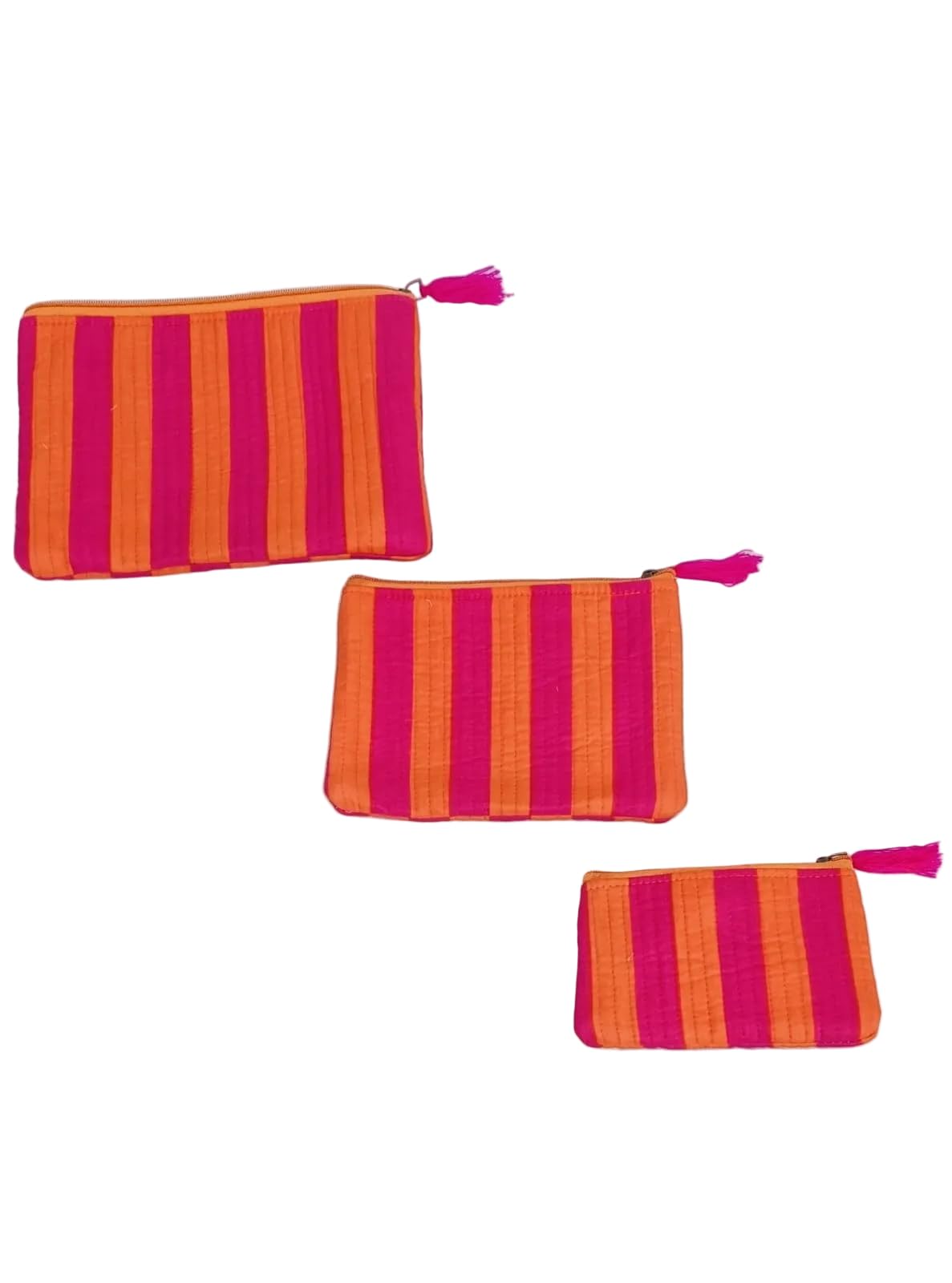 Cotton Flat Pouch with Zip, Small Pouches for Men & Women, Printed Design for Daily Use, Eco-Friendly for DIY Activity, Ideal for Makeup, Jewellery, Coins Etc (Orange & Pink)-image-27