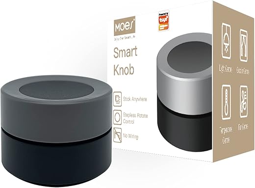 MOES Tuya ZigBee Smart Knob Switch, Wireless Scene Switch Button Controller, Automation Scenario, Works with Tuya ZigBee Gateway, Battery Powered (Battery Not Included)